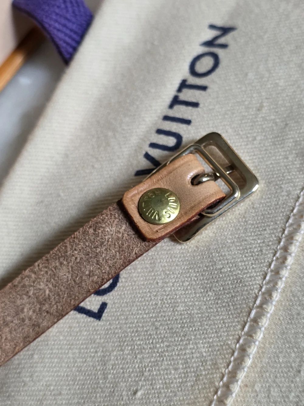 Authentic Louis Vuitton Vachetta Leather Luggage Tag W/ Dustbag & Box